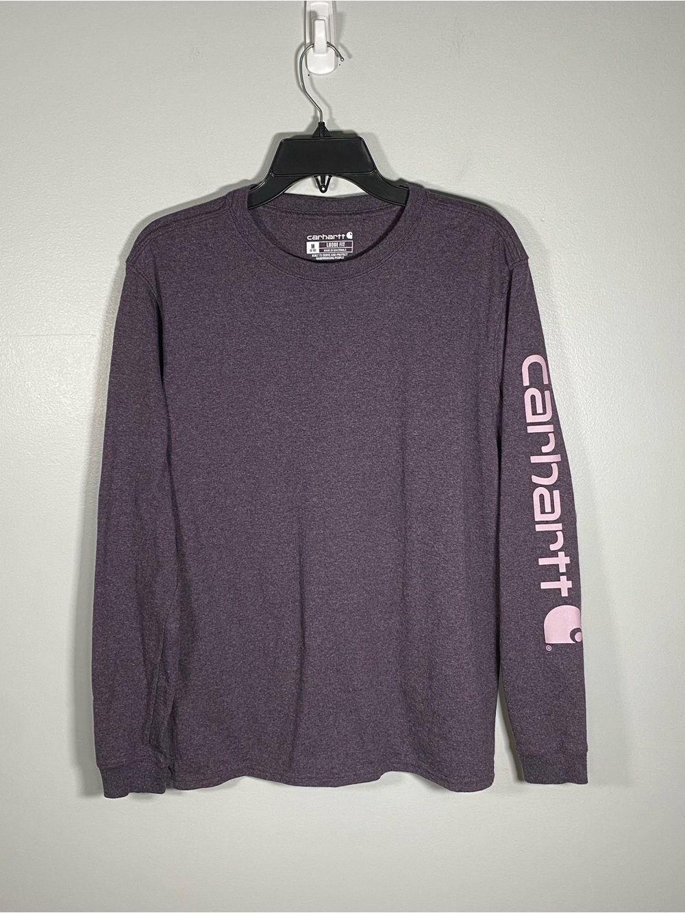 Carhartt Plum Long Sleeve Tee with Pink Sleeve Logo